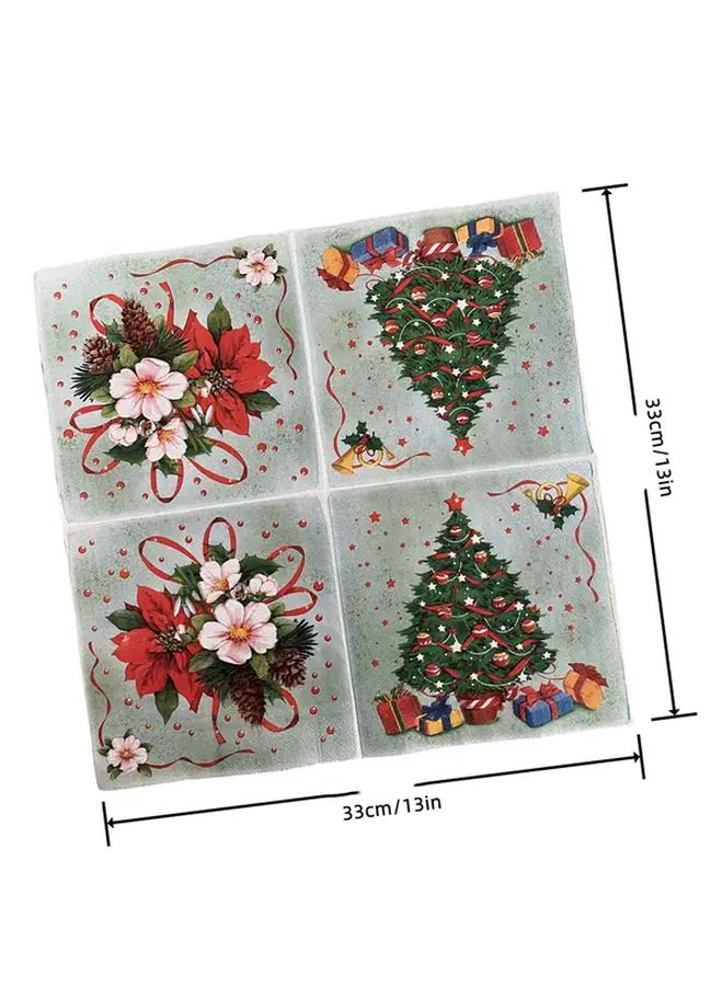 مناديل كوكتيل ذيل الديك الملون للشجرة عيد الميلاد 20 قطعة لديكورات حفلة العطلات - Image 4